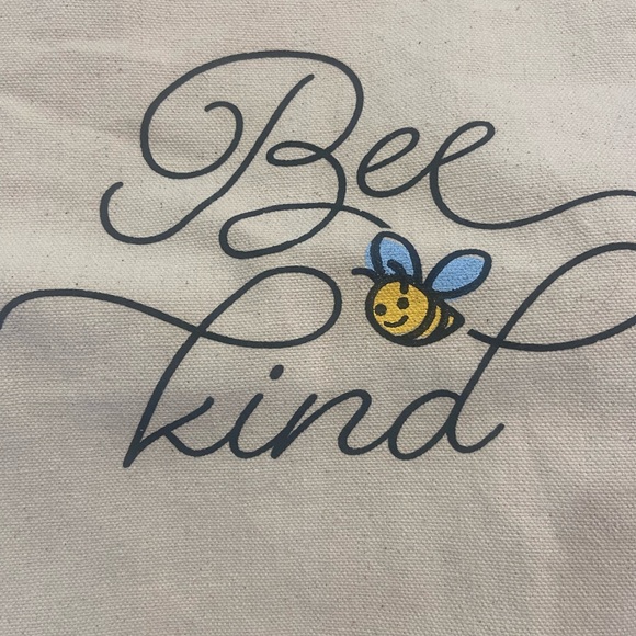 🐝 Bee Kind Reusable Tote with Turquoise Straps - Picture 2 of 3